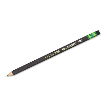 Dixon Ticonderoga Dixon Tri-Conderoga Pencil with Microban Protection, HB #2, Black Lead, Black Barrel, Dozen 22500